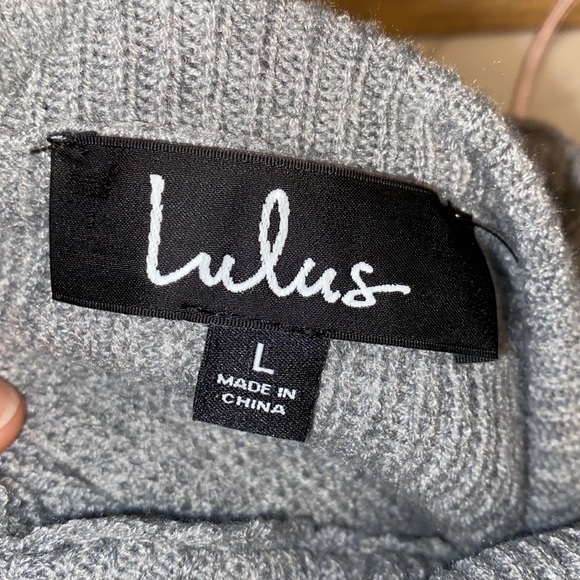 NWOT Lulus Sheerah Grey Turtleneck Midi Sweater Dress - Picture 10 of 10